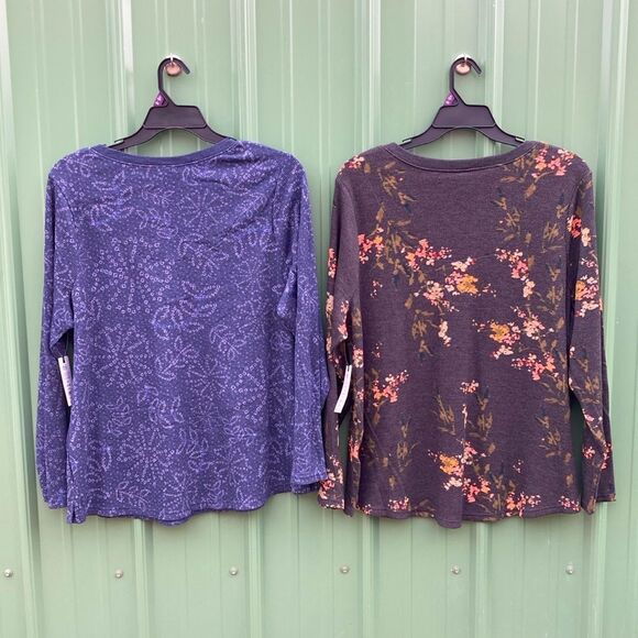 Women's Plus Cozy Waffle Henley Long Sleeve Shirt 2-Pack Size 2X - Picture 2 of 12